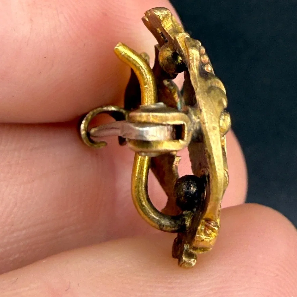 Vintage Gold Filled Watch Fob Brooch Engraved ‎ Monogram 